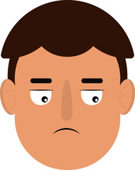 Face of a cartoon-style male character with drooping eyelids and a flat mouth indicating a bored state.