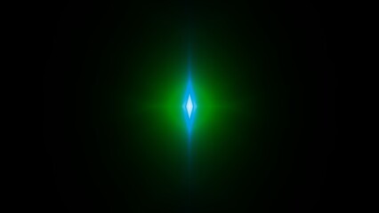 Obraz premium leuchtender rautenförmiger grün blauer Lichtschein mit moderner Formensprache, Technologie, Wissenschaft, Forschung, Lichteffekt