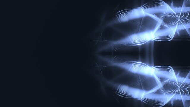 blaue leuchtende Linien, Datenstr&ouml;me und moderne Netzwerke f&uuml;r innovative Designprojekte und digitale Visionen - Abstrakter Technologie-Hintergrund, Forschung, Technologie, Wissenschaft, R&ouml;ntgen
