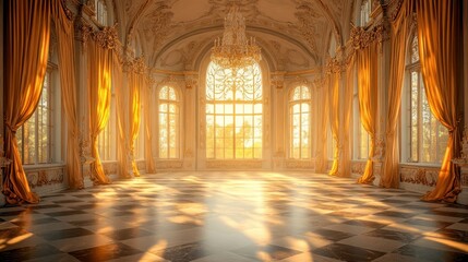 Obraz premium Grand palace interior, golden hour