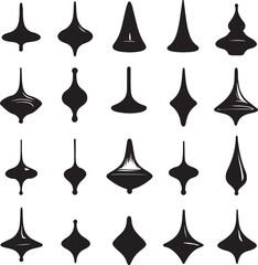 Black Silhouette Tops Collection: Vector Illustrations, Spinning Toys