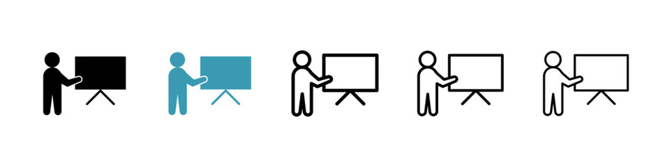 User chalkboard icon. Thin lines isolated