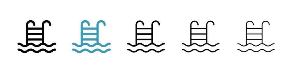 Swimming pool icon. Thin lines isolated