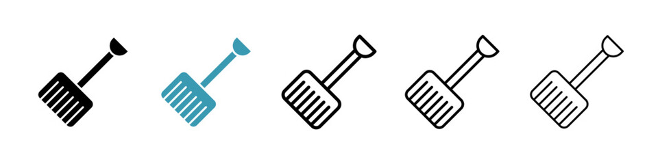 Snow shovel icon. Thin lines isolated
