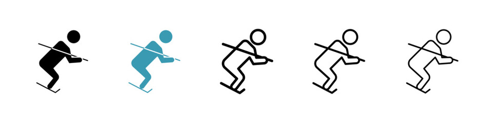 Skiing icon. Thin lines isolated