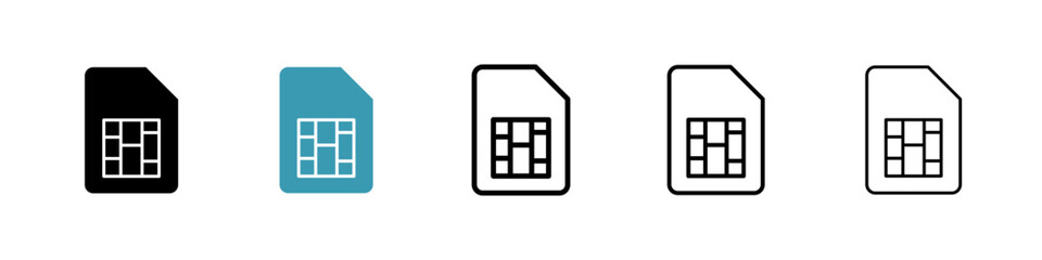 Sim card icon. Thin lines isolated