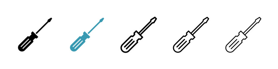 Screwdriver icon. Thin lines isolated