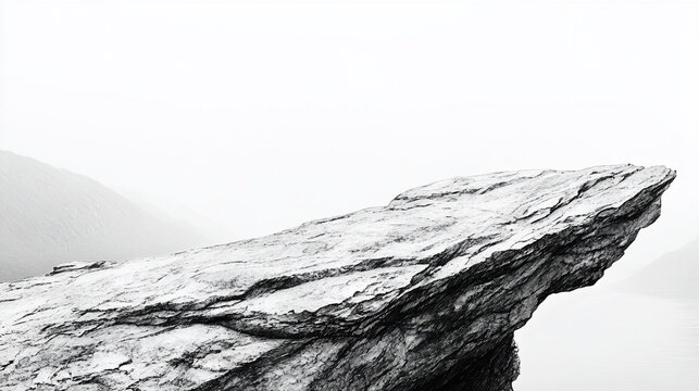 Misty mountain rock overhang