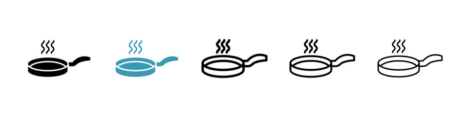 Pan frying icon. Thin lines isolated