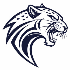 Naklejka premium Fast jaguar head mascot with sharp expression, vector illustration