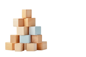 Obraz premium Stacked wooden blocks forming a pyramid isolated on transparent background