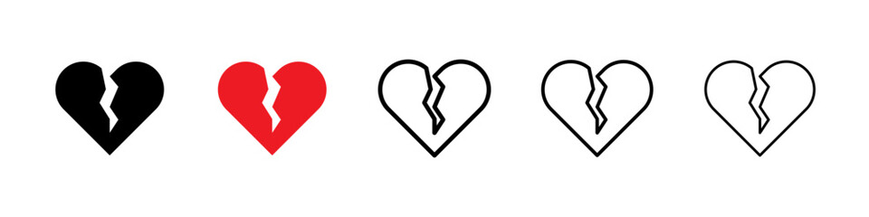 Heart Crack icon. Thin lines isolated