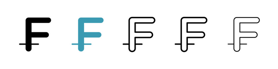Franc sign icon. Thin lines isolated