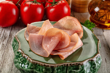 Smoked pork tenderloin fillet slices