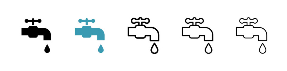 Faucet drip icon. Thin lines isolated