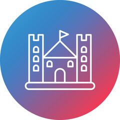 Castle Line Gradient Circle Background Icon