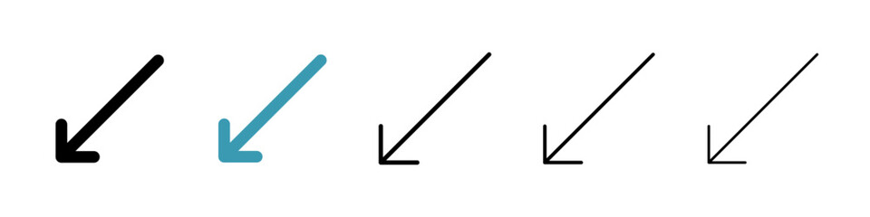 Down left icon. Thin lines isolated