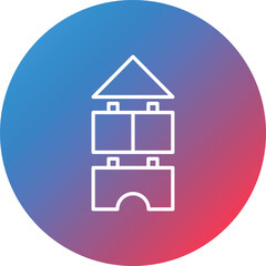 Bricks Toys Line Gradient Circle Background Icon