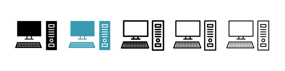 Computer icon. Thin lines isolated