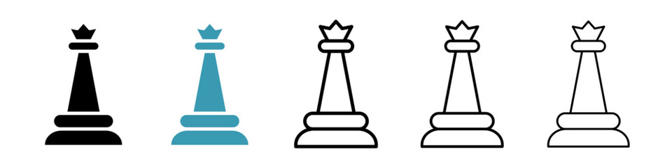 Chess queen icon. Thin lines isolated