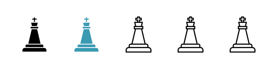 Chess king icon. Thin lines isolated