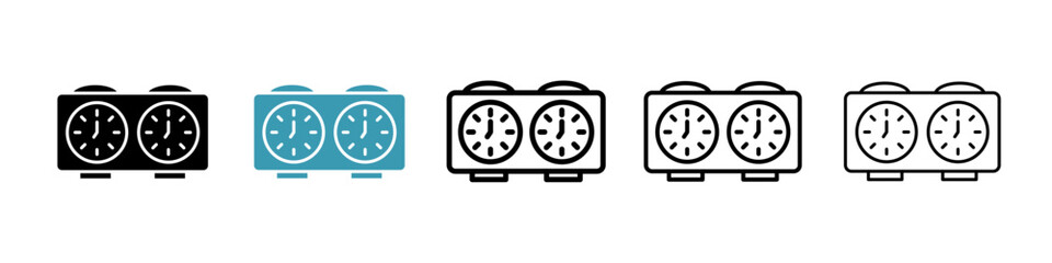Chess clock icon. Thin lines isolated