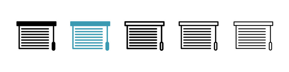 Blinds open icon. Thin lines isolated