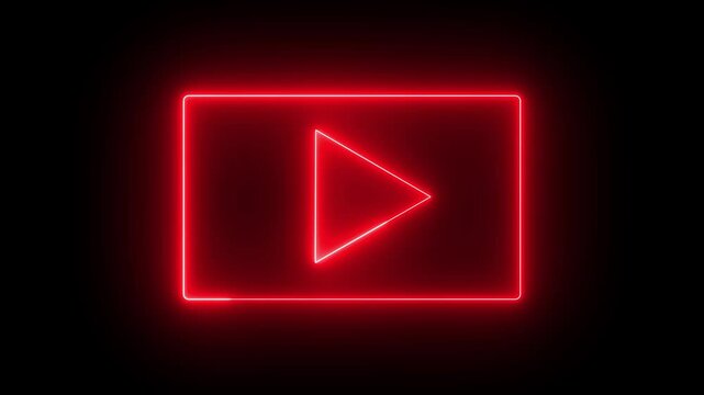 Red neon youtube icons set in glowing style. Animated social media symbols with bright neon effects for digital content, branding, and motion design.