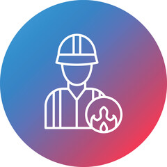 Fireman Line Gradient Circle Background Icon
