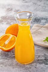 Fresh orange juice in the glass