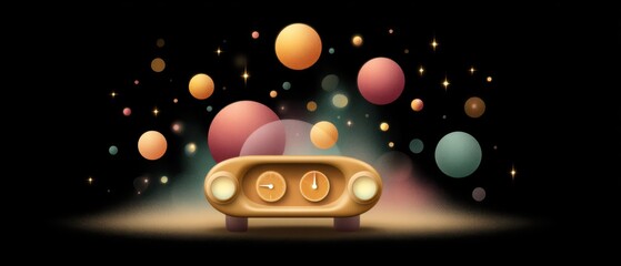 Futuristic Vehicle Dashboard with Dials and Planets for Innovative Transportation Concept