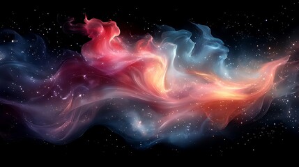 Obraz premium Abstract space illustration featuring swirling nebula colors with stars in a beautiful photo