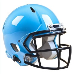 Fototapeta premium American football helmet isolated on white background, protective sports gear for football players, safety equipment designed for impact absorption
