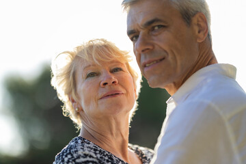 Senior couple enjoying a sunny day together outdoors