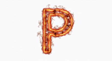 Fiery Letter P Against White Canvas A Visual Representation of Combustion and Flames