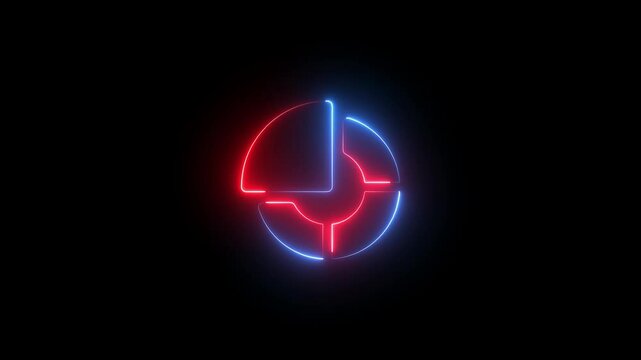 glowing neon  pie chart animation. Vibrant pie chart displayed, representing market analysis and financial reports, with separated slices highlighting data segmentation and business insights