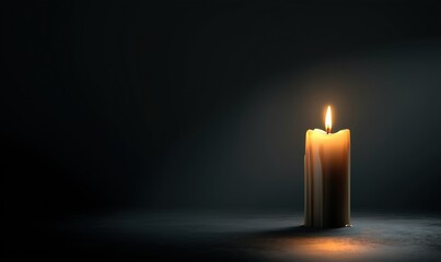 Burning candle on dark background 