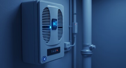 Futuristic Moisture Control System with Digital Display in a Modern Environment