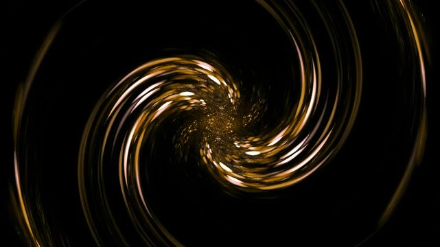 Spiralf&ouml;rmige abstrakte innovative Grafik &ndash; wellenf&ouml;rmige dynamische fliessende Transformation, Dynamik, Design, Technologie, Wissenschaft, Zentrum, Mitte, Hintergrund, goldgelb, schwarz
