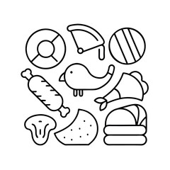 Meat Packaging Sketch Vector Illustration