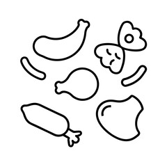 Packaged Meat Outline Vector Illustration