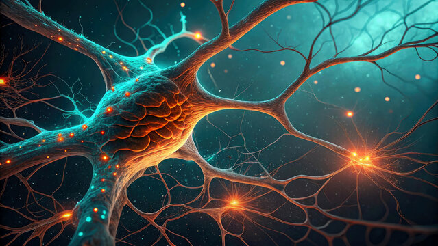 Neuroscience Art Featuring Electric Synapses and Intricate Branching