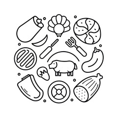 Meat Cuts Graphic Outline Design