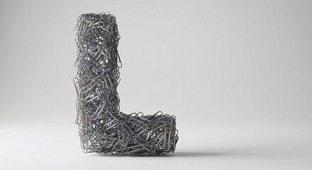 The Letter L Made of Tiny Objects Standing on a Plain Isolated White Surface