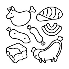 Assorted Meat Cuts Outline Design