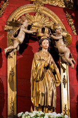 Statue (19th century) of Coronation of the Virgin Mary, Mother of God, by angels.