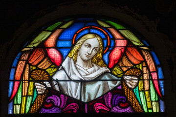 Stained glass (19th century) of an very nice angel.