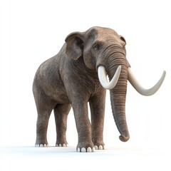 Obraz premium Large, ancient elephant against a white background.