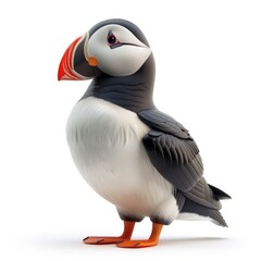 Naklejka premium Detailed digital rendering of a puffing, cartoonish puffin.