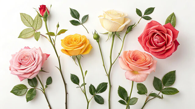 Studio Floral Composition of Multi-Colored Single Stem Roses